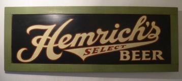 Groot vintage houten bier bord / Hemrich's Beer / Amerika beschikbaar voor biedingen