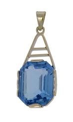 Sale! Blauwe topaas fraaie 14k gouden ketting hanger dames, Blauw, Ophalen of Verzenden, Zo goed als nieuw, Met edelsteen