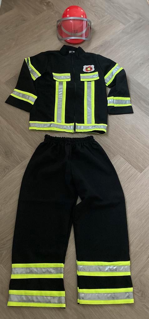 Brandweer pak inclusief helm, Kinderen en Baby's, Carnavalskleding en Verkleedspullen, Zo goed als nieuw, Jongen of Meisje, 134 t/m 140