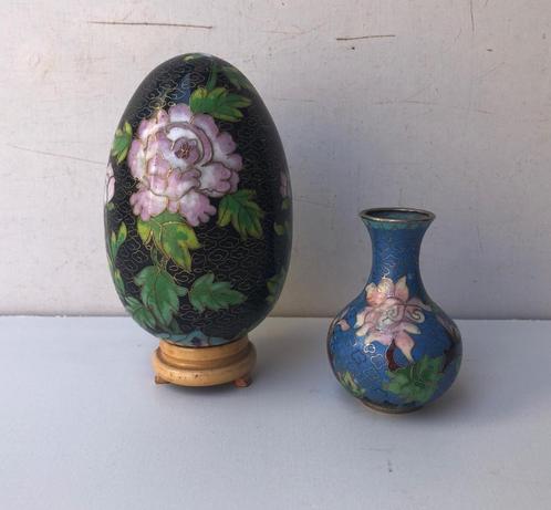 Cloisonne Grote Ei  & Vaasje, Antiek en Kunst, Kunst | Niet-Westerse kunst, Ophalen of Verzenden