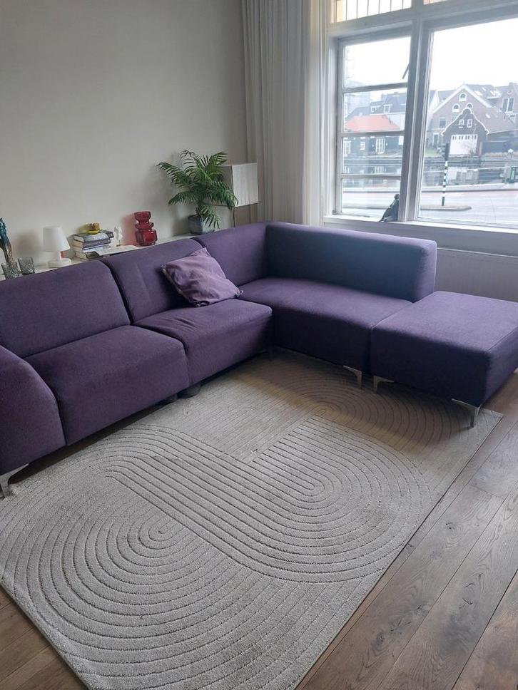 Comfortabele paarse hoekbank + hocker 270x 150x 85, Huis en Inrichting, Banken | Complete zithoeken, Gebruikt, Ophalen