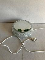 Vintage glazen spiegel met verlichting van binnenuit, Huis en Inrichting, Woonaccessoires | Spiegels, Minder dan 50 cm, Rond, Ophalen of Verzenden