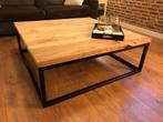 Mooie Eiken Stalen Salon / woonkamer tafel, Zo goed als nieuw, Minder dan 50 cm, Rechthoekig, 50 tot 100 cm