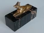 Vos/hond brons/koper beeldje op marmer, Antiek en Kunst, Ophalen, Koper