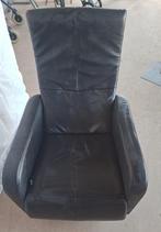 relaxfauteuil compact zwart leer, Huis en Inrichting, Fauteuils, Ophalen, Minder dan 75 cm, Leer, Zo goed als nieuw