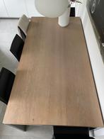 Eettafel eiken whitewashed 90x180 cm. met rvs onderstel, Huis en Inrichting, Tafels | Eettafels, 50 tot 100 cm, 150 tot 200 cm