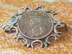 Mooie antieke speld met King George munt van zilver uit 1917, Antiek en Kunst, Ophalen of Verzenden, Zilver