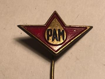 Metalen PAM OLIEMERK Speld (Rood/Blauw/Messingkleur). beschikbaar voor biedingen