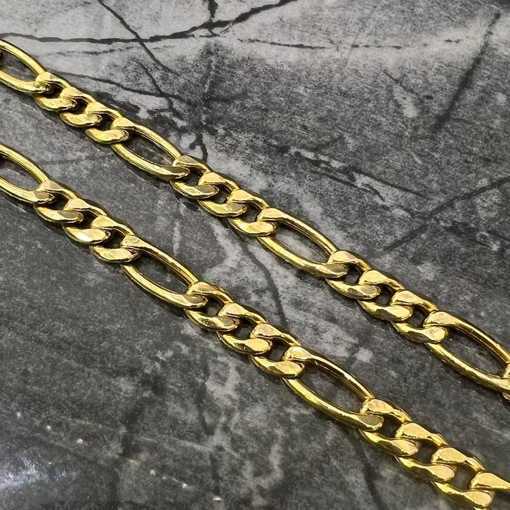 21 karaats gouden ketting massief figaro schakel, Sieraden, Tassen en Uiterlijk, Kettingen, Zo goed als nieuw, Goud, Ophalen of Verzenden
