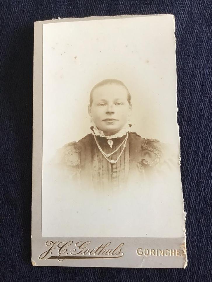 CDV, Vrouw, J.C. Goethals, Gorinchem, Carte de Visite, Verzamelen, Foto's en Prenten, Gebruikt, Foto, Voor 1940, Ophalen of Verzenden
