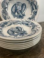 Set van 6 borden + schaal, kreeft, schelp, mossel,  inktvis, Ophalen of Verzenden, Zo goed als nieuw, Overige stijlen, Compleet servies