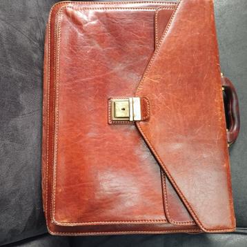 Vintage Chiarugi leren aktetas, laptoptas, cognac, 17 inch beschikbaar voor biedingen