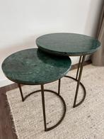 Groen marmeren bijzettafels, Minder dan 55 cm, Metaal of Aluminium, Rond, Zo goed als nieuw