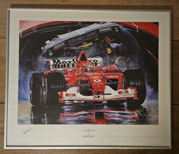 Hessel Bes - The Red Dream - Schumacher - Gesigneerd & Genum, Antiek en Kunst, Kunst | Litho's en Zeefdrukken, Ophalen of Verzenden