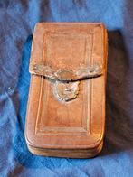 Leren sigaren etui met zilveren sluiting, Ophalen of Verzenden