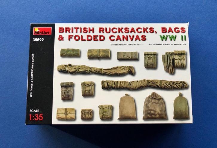 MiniArt	35599	British Rucksacks, Bags & Folded Canvas	1/35, Hobby en Vrije tijd, Modelbouw | Figuren en Diorama's, Nieuw, 1:35 tot 1:50
