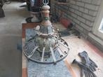 mooie antieke hanglamp,hout en staal, Antiek en Kunst, Antiek | Lampen, Ophalen