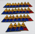 US WWII Armored & Tank Battalion Patches, x25, Ophalen of Verzenden, Landmacht, Amerika, Embleem of Badge