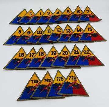 US WWII Armored & Tank Battalion Patches, x25 beschikbaar voor biedingen