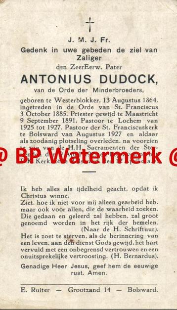 Dudock Antonius 1864 Westerblokker 1929 Bolsward pastoor (fo