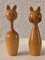 Houten Katten Poezen Kat Poes Beeld Beelden Set, Ophalen of Verzenden, Zo goed als nieuw, Dier