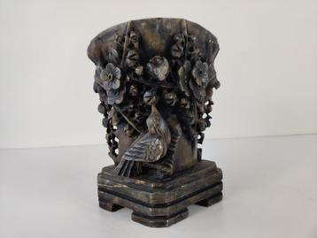 Vogel penselenpot biton, speksteen China 1e helft 20e eeuw beschikbaar voor biedingen