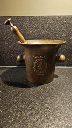 Antieke bronzen vijzel met stamper, Ophalen of Verzenden