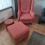 fauteuil met hokker en poef, Ophalen, Hout, Gebruikt, Rond