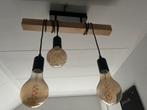 Houten hanglamp met 3 lampen, Huis en Inrichting, Lampen | Hanglampen, Ophalen of Verzenden, Zo goed als nieuw, Hout, Minder dan 50 cm