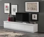 Tv meubel-220cm- Forever XL hoogglans wit zwart marmer-AANBI, Nieuw, Ophalen of Verzenden, 200 cm of meer, Minder dan 100 cm
