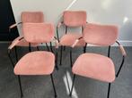 BENSON ZUIVER 4 x ROSÉ RIB STOEL MET ARMLEUNING, Huis en Inrichting, Stoelen, Ophalen, RETRO, Gebruikt, Overige kleuren