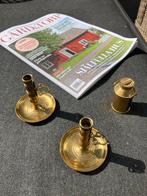 Vintage Messing Kandelaars & Melkbus Set, Ophalen of Verzenden, Koper of Brons