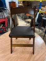 Houten klapstoel met bruine zitting, Huis en Inrichting, Stoelen, Gebruikt, Bruin, Ophalen of Verzenden, Eén
