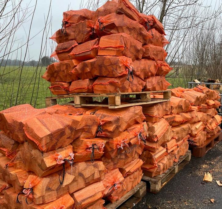 Eik & Beuk in grote netzakken  GRATIS BEZORGD 50km rond amst, Tuin en Terras, Haardhout, Blokken, Eikenhout, Minder dan 3 m³, Ophalen of Verzenden