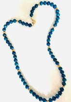 Lapis Lazuli collier met 14 krt goudenslot en tussen kralen, Overige materialen, Gebruikt, Blauw, Ophalen of Verzenden