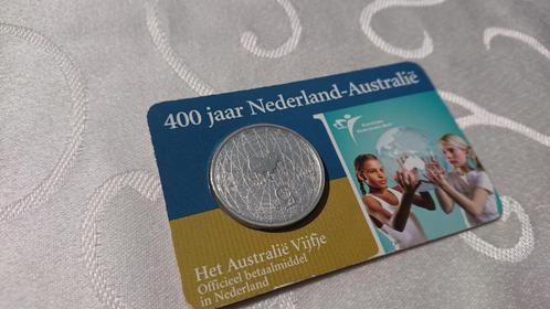 ZILVER 400 jaar Nederland-Australie munt coincard vijfje, Postzegels en Munten, Munten | Nederland, Euro's, Koningin Beatrix, Zilver