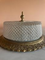 Vintage plafonnière messing armatuur met geslepen glas, Huis en Inrichting, Ophalen of Verzenden, Zo goed als nieuw, Glas, Vintage