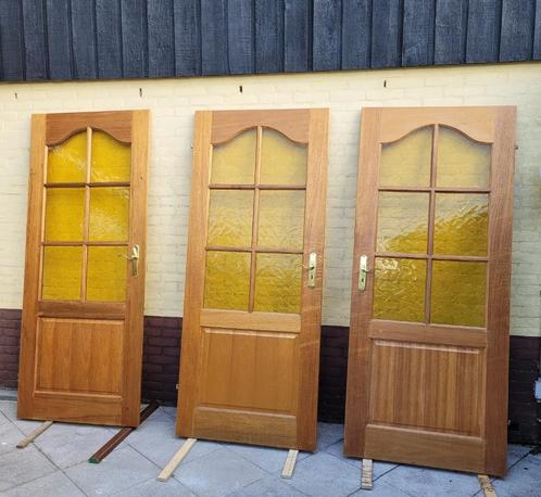 Massief houten deuren - 3 stuks - afm. zie adv., Doe-het-zelf en Verbouw, Deuren en Horren, Zo goed als nieuw, Binnendeur, 200 tot 215 cm