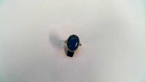 13802-7 Zilveren Ring Met Cabuchon Geslepen Blauwe Steen, Sieraden, Tassen en Uiterlijk, Ringen, Zo goed als nieuw, Dame, 17 tot 18