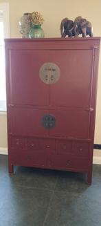 Bruine Chinese kast, Huis en Inrichting, Kasten | Ladekasten, Ophalen, Gebruikt, 25 tot 50 cm