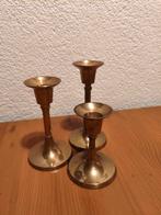 Set van 3 vintage messing kandelaars, Ophalen, Gebruikt, Minder dan 25 cm