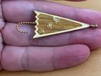 Vintage Broche goudkleurige parasol paraplu, Overige materialen, 4 tot 7 cm, Ophalen of Verzenden, Zo goed als nieuw