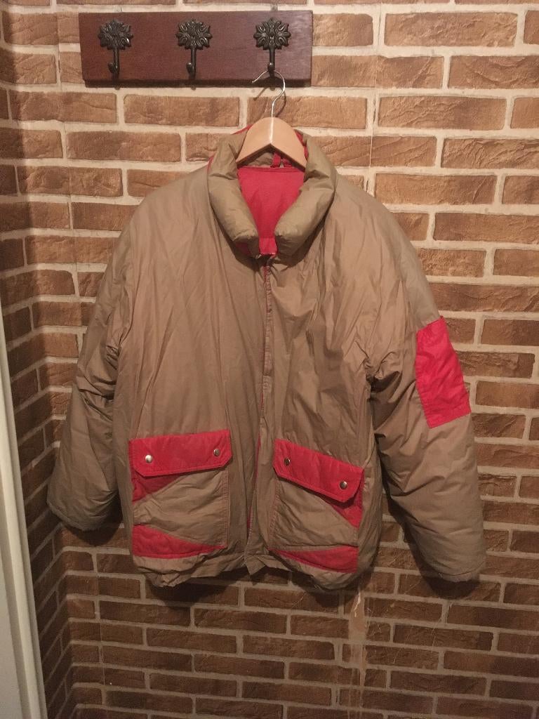 vintage ski jas bruin met rood, Kleding | Dames, Wintersportkleding, Maat 46/48 (XL) of groter, Ophalen of Verzenden, Onbekend