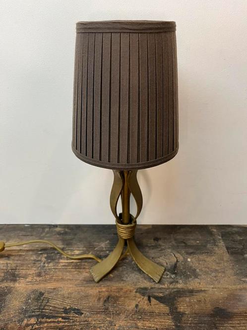 Vintage brutalist gesmeden tafel lamp, Huis en Inrichting, Lampen | Tafellampen, Gebruikt, Minder dan 50 cm, Metaal, Ophalen of Verzenden