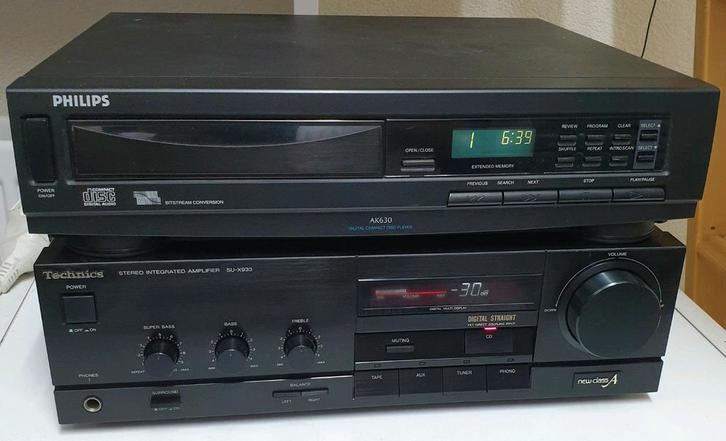 Technics / philips set versterker su-x933 + cd speler ak-630, Audio, Tv en Foto, Stereo-sets, Gebruikt, Cd-speler, Philips, Ophalen of Verzenden