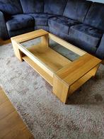 Salontafel met glasplaat Uniek ontwerp, Ophalen, Gebruikt, 100 tot 150 cm, 50 tot 100 cm