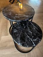Nieuwe industrieele salontafel set marmer look 2 stuks, Minder dan 55 cm, Rond, Nieuw, Hout