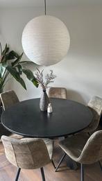 WOOOD Rhonda Eettafel Zwart - Ø 129 cm, Ophalen, 100 tot 150 cm, Rond, Vijf personen of meer