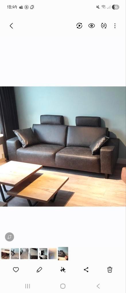 Mooie bruine bank te koop, Huis en Inrichting, Banken | Complete zithoeken, Gebruikt, Leer, Ophalen