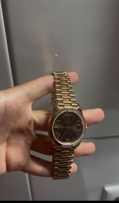 Rolex Day-Date rose gold chocolate, Sieraden, Tassen en Uiterlijk, Horloges | Heren, Zo goed als nieuw, Polshorloge, Rolex, Goud